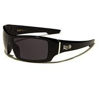 Locs lunettes de soleil enveloppantes poker rap rappeur mode ville habillé femmes hommes 8LOC9054 (monture noir brillant verres gris)