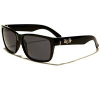 Locs lunettes de soleil monture noir brillant charnière dorée verres gris mode ville habillé rap rappeur poker mixte femmes hommes 8LOC91070-BK