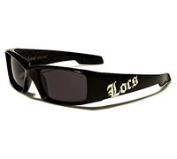 Locs lunettes de soleil poker rap rappeur mode ville habillé femmes hommes 8LOC9052 (monture noir brillant verres gris)