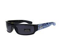 Locs Mad Dog Hardcore Gangster Cholo Lunettes de soleil rectangulaires étroites, Bandana bleu, taille unique