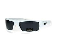 Locs Mad Dog Hardcore Gangster Cholo Lunettes de soleil rectangulaires étroites, blanc, Taille unique