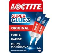 LOCTITE Colles Cyanoacrylates SUPERGLUE-3 Liquide Universal Tube 3g Lot de 2 Blister Carton 24uc