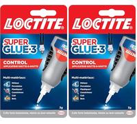 Loctite Super Glue-3 Control, Colle instantanée surpuissante avec débit contrôlé, Colle universelle pour la plupart des matériaux, colle liquide dans un flacon anti choc de 3 g (Lot de 2)
