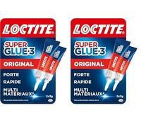 Loctite Super Glue-3 Original - Colle Forte et Résistante de Haute Qualité, Liquide Tous Matériaux, Transparente à Séchage Rapide - 2 Tubes 3 g (Lot de 2)