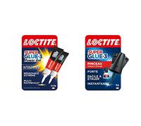 Loctite Super Glue-3 Power Gel, Colle Forte Enrichie en Caoutchouc à Séchage Immédiat, 2 Tubes 3g & Super Glue-3 Pinceau, Liquide à Séchage Instantané, Flacon 5g