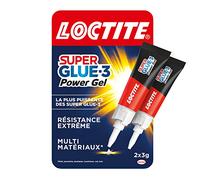 Loctite – Colle Super Glue-3 Power Gel – Gel multi-matériaux, transparente, ultra résistante – 2x3 g