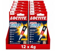 Loctite Super Glue-3 Power Gel Colle Instantanée 12 x 4 g - Colle Universelle Extra Forte pour Plastique, Métal, Bois et Céramique