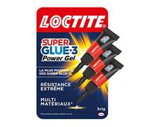 Loctite Super Glue-3 Power Gel Mini Dose, colle forte enrichie en caoutchouc, mini-dose de colle gel ultra-résistante, séchage immédiat, colle transparente, lot de 3 tubes 1 g