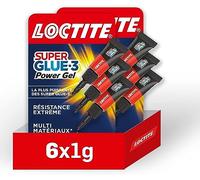 Loctite Super Glue-3 Power Gel Mini Dose lot de 6, colle forte enrichie en caoutchouc, mini-dose de colle gel ultra-résistante, séchage immédiat, colle transparente, 6 tubes de 1 g