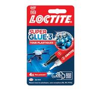 Loctite - Super Glue-3 Tous Plastiques (tube de 2 g + stylo activateur de 4 ml) - Colle forte transparente pour tous plastiques - Transparente à séchage immédiat