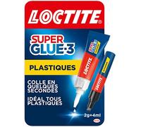 Loctite Super Glue-3 Tous Plastiques (tube de 2 g + stylo activateur de 4 ml) - Colle forte transparente pour tous plastiques - Colle transparente à séchage immédiat