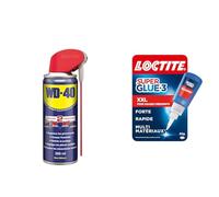 Loctite Super Glue-3 XXL (flacon 20 g)- Colle forte grand format, colle liquide à séchage immédiat +WD 40 dégrippant et lubrifiant multi-fonctions -spray 200 ml- Les indispensables de la réparation !