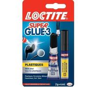 Loctite Super Glue-3 Tous Plastiques (tube de 2 g + stylo activateur de 4 ml) - Colle forte transparente pour tous plastiques - Colle transparente à séchage immédiat