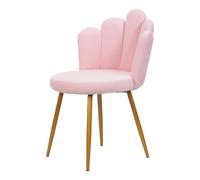 locwanot Chaise de bureau à domicile en velours en forme de pétale, chaise de coiffeuse, chaise capitonnée de style nordique avec pieds et dossier dorés pour filles et femmes, capitonnée moderne pour