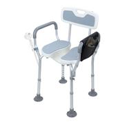 locwanot Chaise de douche avec accoudoirs et dossier, antidérapante, hauteur réglable, siège rainuré 3D et coussin résistant au froid, siège de douche en aluminium très résistant pour personnes âgées