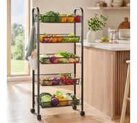 locwanot Chariot de rangement à 5 niveaux avec roulettes pivotantes à 360 degrés - Assemblage facile - Unité multifonction pour cuisine, garde-manger, salle de bain, chambre à coucher et salle de jeux