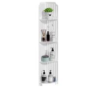 Locwanot Étagère d'angle à 4 niveaux pour salle de bain, étagère creuse sculptée, rangement sur pied, armoire étroite pour petite salle de bain et salon