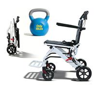 locwanot Fauteuil roulant pliable, léger et portable avec accoudoirs rabattables à 270° et repose-pieds amovible, chaise de voyage ergonomique avec sangle de sécurité réglable pour adultes et