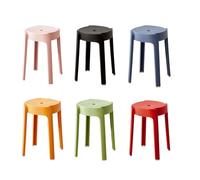 locwanot Lot de 6 tabourets colorés empilables en plastique, tabourets ronds portables et légers pour une utilisation en intérieur et en extérieur, chaises dos nu flexibles pour la maison, l'école, la