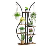 locwanot Support pour plantes à 6 niveaux pour intérieur et extérieur - Grande étagère d'angle en métal avec crochets de suspension pour décoration de la maison, plusieurs supports d'étagère, étagères
