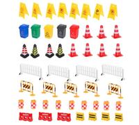 LOCZUK Ensemble de Jeu de 75 Mini Panneaux de Signalisation, Cônes Et Feux Et Barrages Routiers pour L'apprentissage Précoce, Le Jeu D'imitation Et La Sensibilisation à La Sécurité Routière.