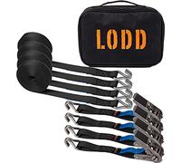 LODD - 4 Sangles à Cliquet 6m Crochets Double J en INOX - Résistantes à la Corrosion - Polyester Renforcé (800 kg) et Valise de Transport Incluse - Idéal Bâches Piscine et Mobilier Extérieur