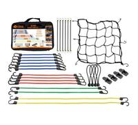 LODD - Kit tendeur de Fixation - 20 Sandows élastiques Haute Qualité + 8 tendeurs de bâche + 1 Filet Elastique + Valise