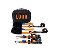 LODD - Sangles Moto Boucles avec Protection Synthétique - Sangles d'Arrimage 1500kg - 38mm - Valise Incluse (Cliquet/Mousqueton)