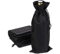 LODDEYEE Lot de 5 sacs à vin rouge en toile de jute avec cordon de serrage réutilisables pour mariage, Noël, anniversaire, vacances, fête (noir)