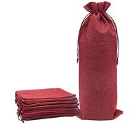 LODDEYEE Lot de 5 sacs à vin rouge en toile de jute avec cordon de serrage réutilisables pour mariage, Noël, anniversaire, vacances, fête (rouge)