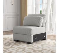 Lodera Canapé Modulaire 1 Place en Velours, Fauteuil Relax Compact avec Pouf Rembourré, Canapé Ottoman pour Salon, Chambre, Chambre d’Amis, Home Cinéma (Gris)