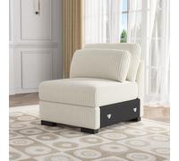 Lodera Canapé Modulaire 1 Place en Velours, Fauteuil Relax Compact avec Pouf Rembourré, Canapé Ottoman pour Salon, Chambre, Chambre d’Amis, Home Cinéma (Beige)