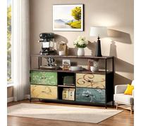 Lodera Commode à 6 tiroirs, Commode de Chambre, Structure en métal Robuste et poignées antidérapantes, Rangement Suspendu, idéale pour Les Chambres, Les Salons et Les entrées (coloré, 108cm)