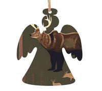 Lodge Bear Lot de 4 décorations de Noël en bois à suspendre pour sapin de Noël en forme d'ange Décoration de Noël à suspendre pour le Nouvel An et les fêtes