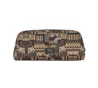 Lodge Bear Trousse à stylos à bille en cuir avec fermeture éclair Motif cerf, Argenté., Taille unique, Trousse de maquillage