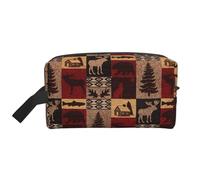 Lodge Bear Trousse de toilette de voyage pour femme Motif cerf et poisson Grande capacité, blanc, Taille unique