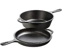 Set poêle 26 cm et sauteuse 3L en fonte naturelle avec double poignées Lodge