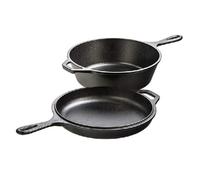 Lodge | Cocotte 3L et poêle 26cm 2en1 en fonte | Sain et sans PFAS | Tous feux dont induction, four & BBQ | Made in USA