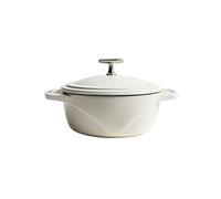 LODGE | Cocotte en Fonte Emaillée 4,2L | Fabriquée aux USA | Compatible tous feux dont four et induction | Blanc