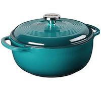 Lodge Cocotte en fonte émaillée avec couvercle - Deux poignées - Passe au four jusqu'à 260 °C ou sur la cuisinière - Utilisation pour mariner, cuisiner, cuire, réfrigérer et servir - Lagon
