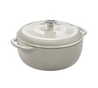 Lodge Cocotte en fonte émaillée de 3 litres avec couvercle - Deux poignées - Passe au four jusqu'à 260 °C ou sur la cuisinière - Utilisation pour mariner, cuisiner, cuire, réfrigérer et servir - Blanc
