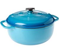 Lodge Cocotte en fonte émaillée de 6 litres avec couvercle - Deux poignées - Passe au four jusqu'à 260 °C ou sur la cuisinière - Utilisation pour mariner, cuisiner, cuire, réfrigérer et servir - Bleu