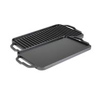 Lodge Griddle Plate Rectangulaire Noir en Fonte, Idéal pour Tout Type de Plaque de Cuisson, Passe au Four et Barbecue jusqu'à 250°C, Adapté aux Spatules, Cuisineur
