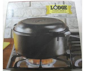 Lodge L8D03 Faitout En Fonte Préassaisonné De 5 Quartes Avec Couvercle