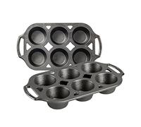 LODGE Lot de 2 moules à muffins en fonte