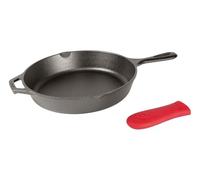 Lodge Poêle à frire en fonte, pré-enduite avec poignée chaude en silicone, diamètre 26 cm, silicone noir/rouge (L8SK3ASHH41B)