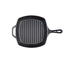 Lodge Poêle grill carrée en fonte naturelle 26cm Sain et sans PFAS Tous feux dont induction, four & BBQ Made in USA