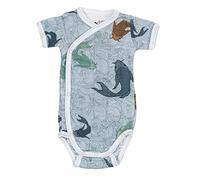 Lodger Grenouillère à manches longues pour bébé Gre 62 - Romper Fish - 100 % coton - 2-4 mois - Enveloppe pratique - Boutons-pression - Bleu