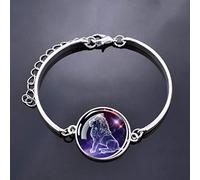 LODMLOER 12 Bracelet Lumineux Constellation - Bracelet Cabochon en Verre Signe du Zodiaque Glow in The Dark Bijoux Hommes Femmes Cadeau d'anniversaire,Lion,Taille Unique
