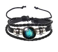 LODMLOER 12 Bracelets du Zodiaque Lumineux,Bracelet De Couple Zodiaque en Cuir Tressé Multicouche,Personnalisé Réglable Zodiaque Horoscope Signe Étoile pour Hommes Femmes Bijoux Cadeau D'Amitié,Vierg